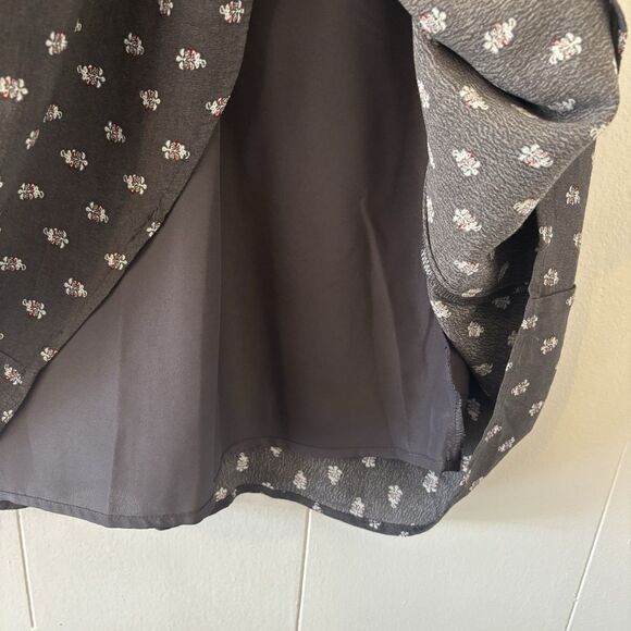 Garnet Hill XS Midi Skirt Gray Floral Pockets Elastic Waist Boho Sustainable - Picture 4 of 12